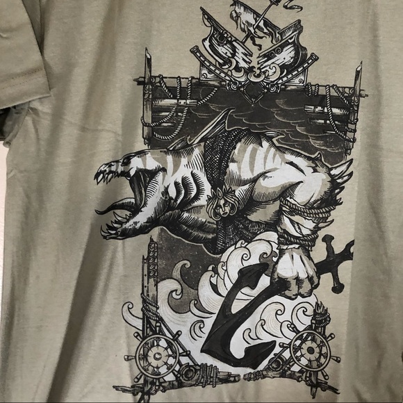 Dota 2 Ravaging Tidehunter Official Merch Tee T-Shirt Olive Green Gray Graphic - Picture 2 of 4